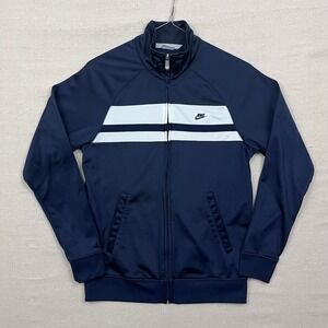 Y2K‎ Nike Women's Navy Blue Track Jacket Stripe Full Zip Athletic Size Small